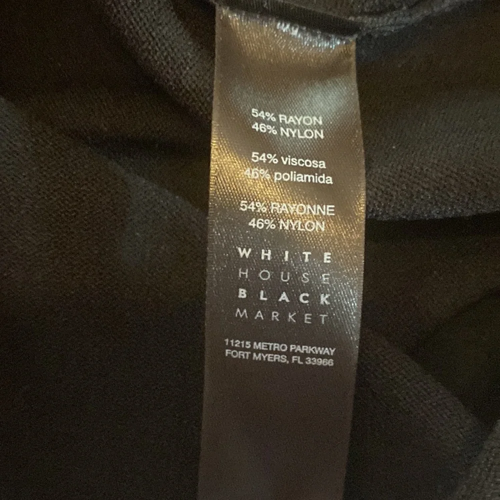 NWT White House Black Market Faux Pearl sparkle Neck LP pullover black sweater